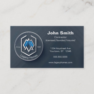 Dark Blue Builder Contractor Developer Business Card