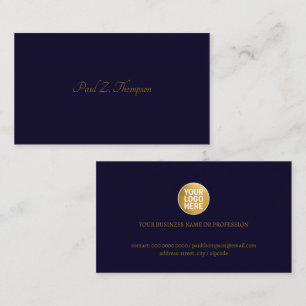Dark Blue Business Card with Logo