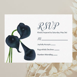 Dark Blue Calla Lilies RSVP Card