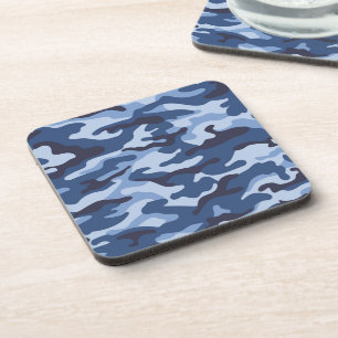 Dark Blue Camouflage Pattern Coaster
