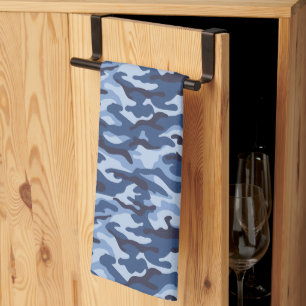 Dark Blue Camouflage Pattern Kitchen Towel