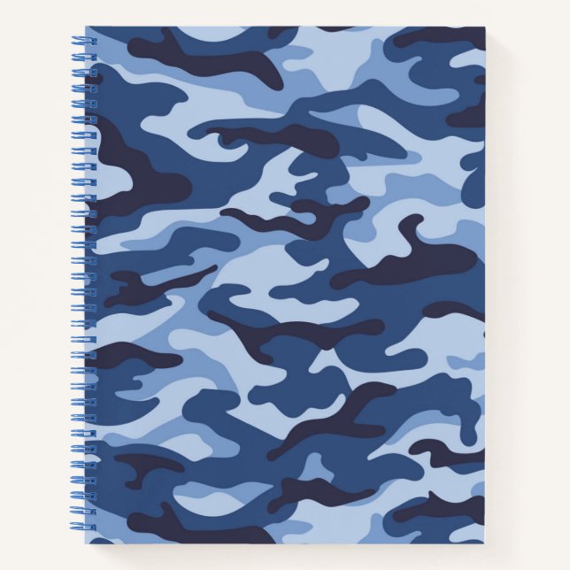 Dark Blue Camouflage Pattern Notebook (Front)