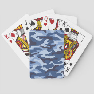 Dark Blue Camouflage Pattern Playing Cards