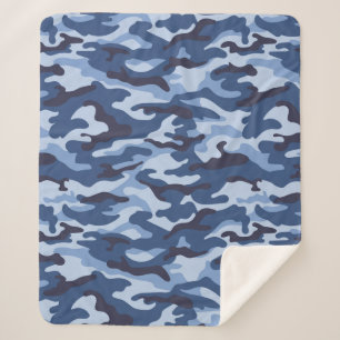 Dark Blue Camouflage Pattern Sherpa Blanket