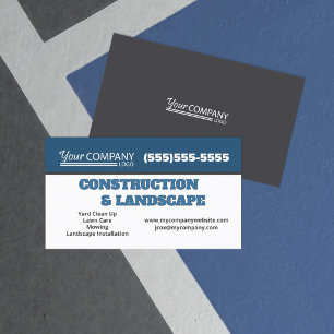 Dark Blue, Charcoal Grey, White Logo Business Card