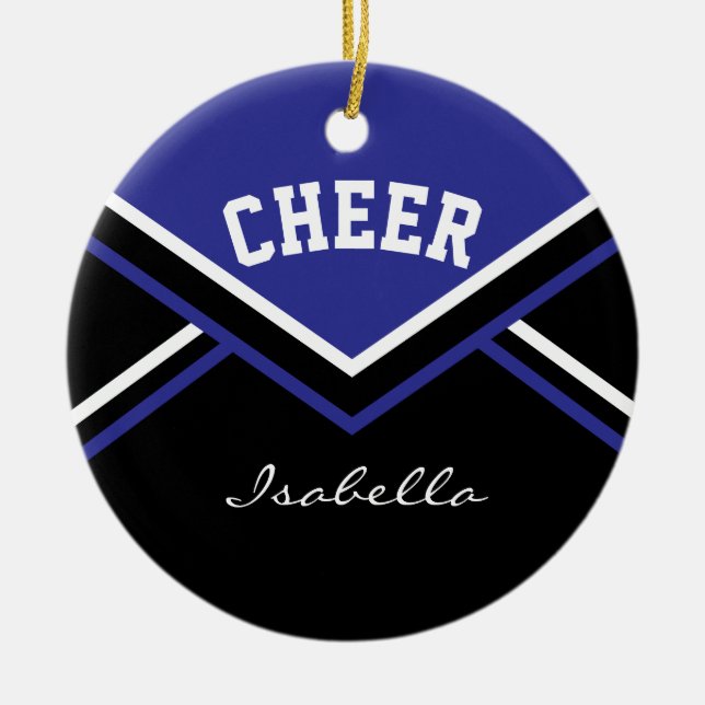 Dark Blue Cheer for a Cheerleader 📣💖 Ceramic Ornament (Front)