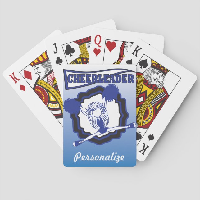 Dark Blue Cheerleader | Personalize Playing Cards (Back)