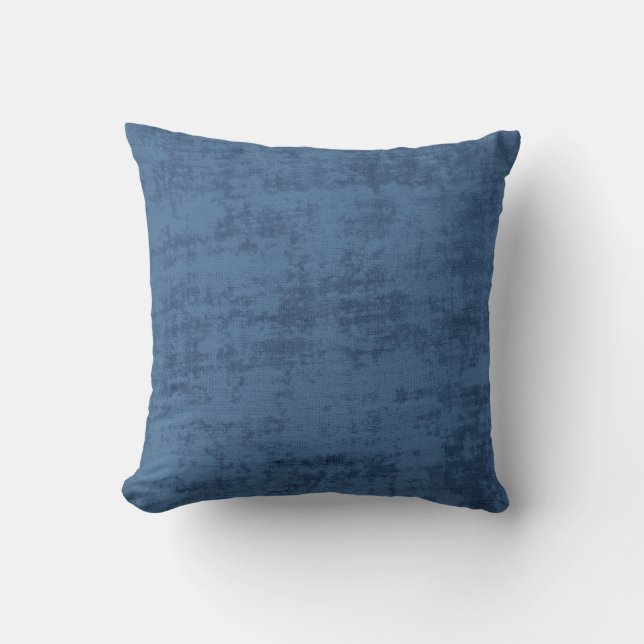 Dark Blue Chenille Fabric Texture Throw Pillow (Front)
