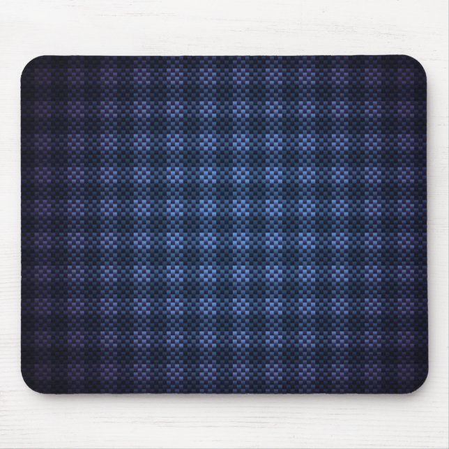 Dark blue chequered carbon fibre patterned mouse pad (Front)