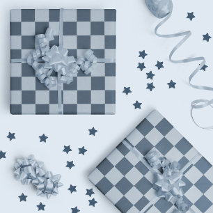 Dark Blue Chequered Chequerboard Chequered 00s 90s Wrapping Paper
