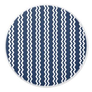 Dark Blue Chevron Design - Drawer Knob