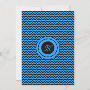 Dark Blue Chevron Monogrammed Wedding Invitation