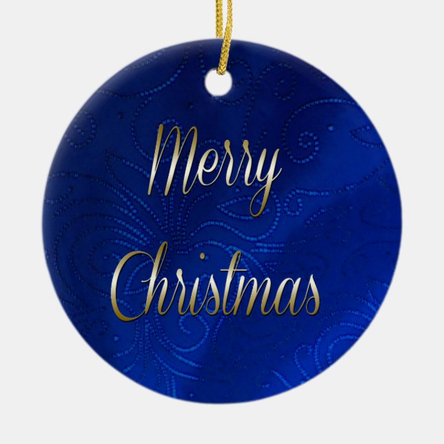 Dark Blue Christmas Ceramic Ornament (Front)