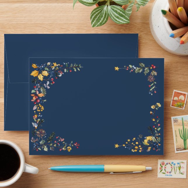 Dark Blue  Christmas Corporate Party Matching  Envelope (Desk)