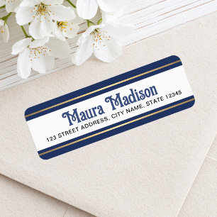 Dark blue Christmas holiday return address