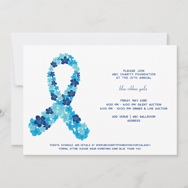 Dark Blue Colourectal Cancer Awareness Fundraiser Invitation (Front)