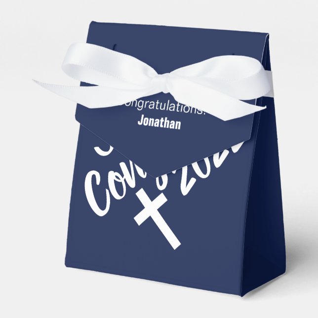 Dark Blue Congratulations Graduation Bible Verse Favor Box (Front Side)