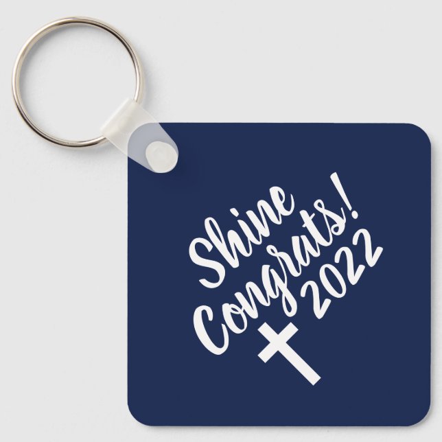Dark Blue Congratulations Graduation Bible Verse Keychain (Front)
