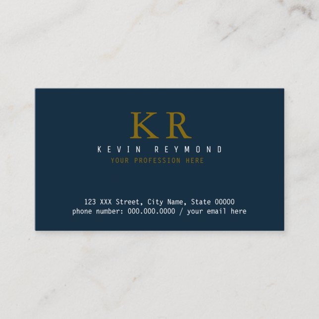 Dark-Blue Contact Card printed on the front side (Front)