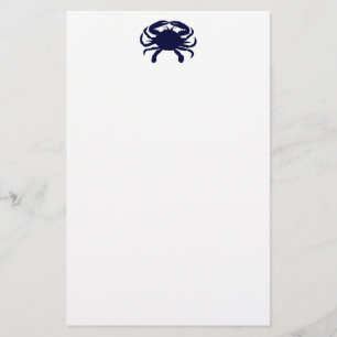 Dark Blue Crab Stationery