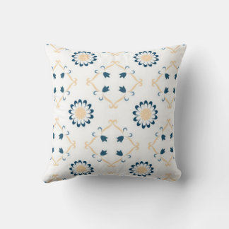 Dark blue & creamy yellow pattern throw pillow