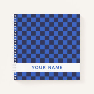 Dark Blue Croatian Checkers With Name  Notebook