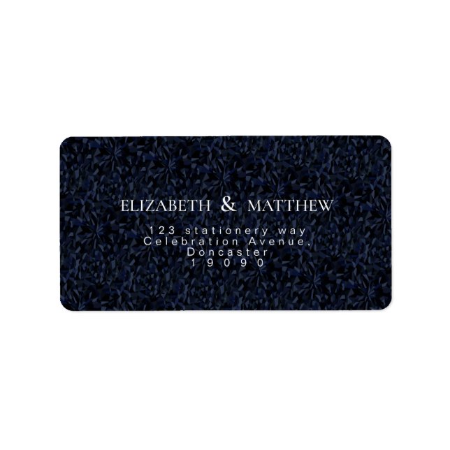 Dark blue crystal simple return address label (Front)