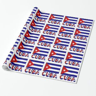Dark Blue Cuban Flag and Cuba Wrapping Paper