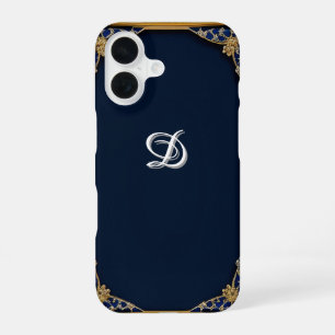 📱 Dark Blue Custom Name Ornate Gift ✨ iPhone 16 Case
