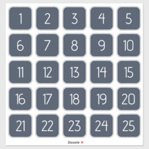 Dark Blue Customizable Square Number Stickers 
