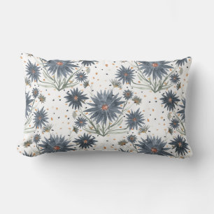 Dark Blue Daisies Lumbar Pillow