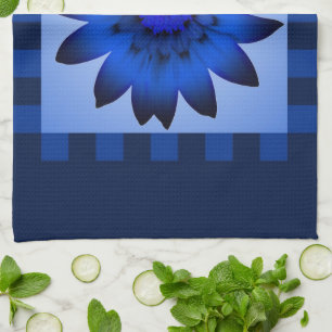 Dark Blue Daisy Flower #2 Kitchen Towel