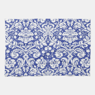 Dark blue damask pattern kitchen towel