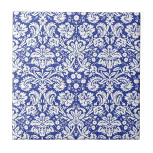 Dark blue damask pattern tile