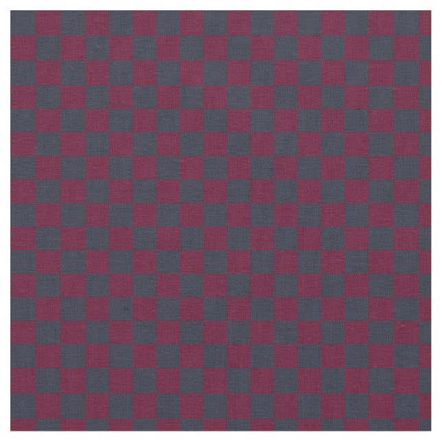 Dark Blue Dark Magenta Checks Fabric (Close Up)