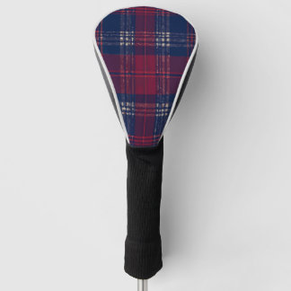 Dark Blue & Dark Maroon Plaid – Classic Modern Golf Head Cover