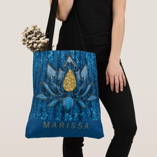Dark Blue deep shiny faux glitter sparkle  Tote Bag (Close Up)
