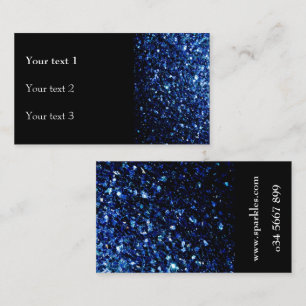 Dark Blue deep shiny faux glitter sparkles black Business Card