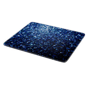 Dark Blue deep shiny faux glitter sparkles Cutting Board