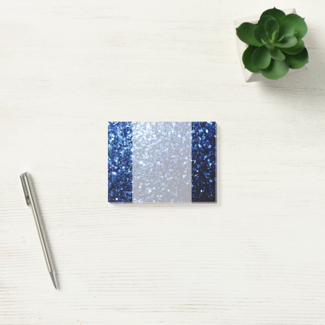 Dark Blue deep shiny faux glitter sparkles Post-it Notes (Office)