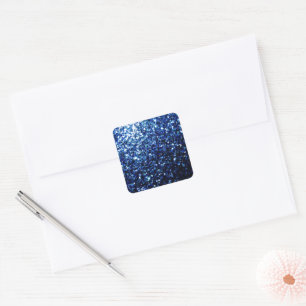 Dark Blue deep shiny faux glitter sparkles Square Sticker