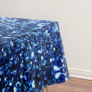 Dark Blue deep shiny faux glitter sparkles Tablecloth