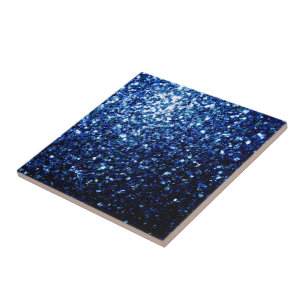 Dark Blue deep shiny faux glitter sparkles Tile