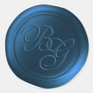 Dark Blue Double Monogram Wax Seal Stickers