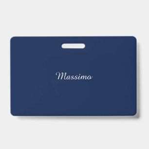 Dark Blue Elegant Casual Own Name Handwriting Badge