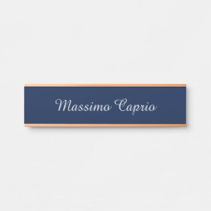 Dark Blue Elegant Casual Own Name Handwriting Door Sign