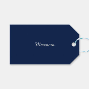 Dark Blue Elegant Casual Own Name Handwriting Gift Tags