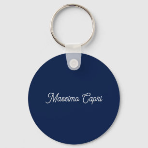 Dark Blue Elegant Casual Own Name Handwriting Keychain