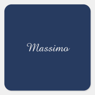 Dark Blue Elegant Casual Own Name Handwriting Square Sticker