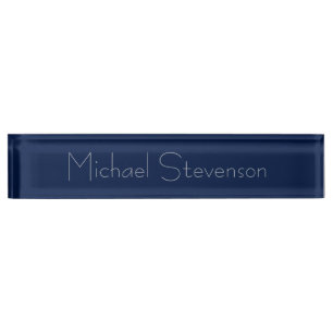Dark Blue Elegant Modern Business Nameplate